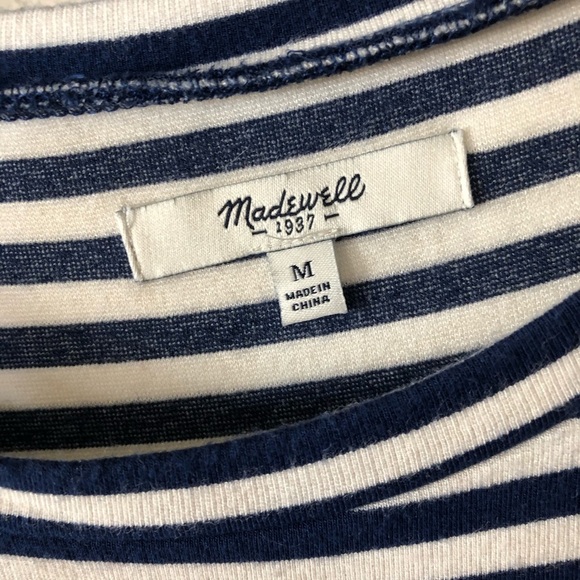 Madewell|Nautical striped Long sleeve shirt dress, size medium••Navy & white - Picture 8 of 12